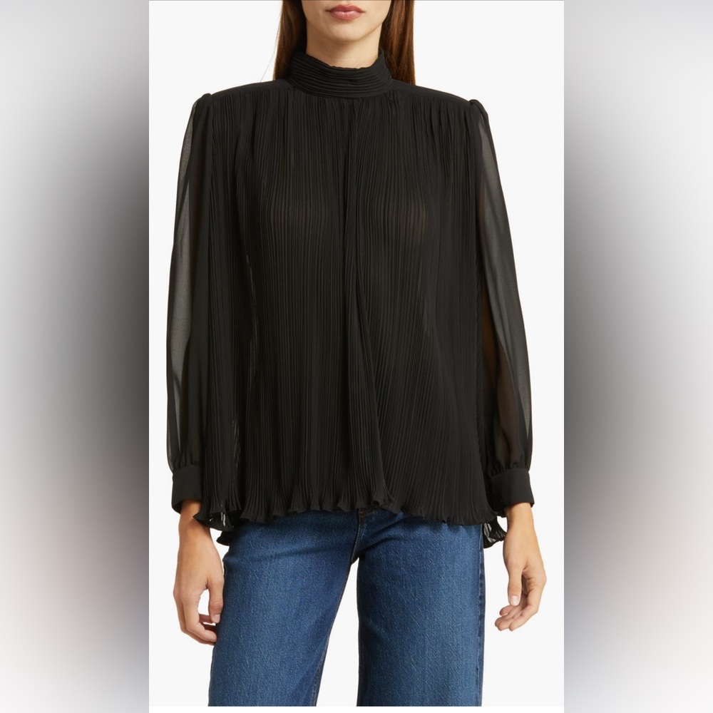 FRAME Plissé Mock Neck Top XL